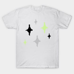 Agender Pride Sparkles Pixel Art T-Shirt